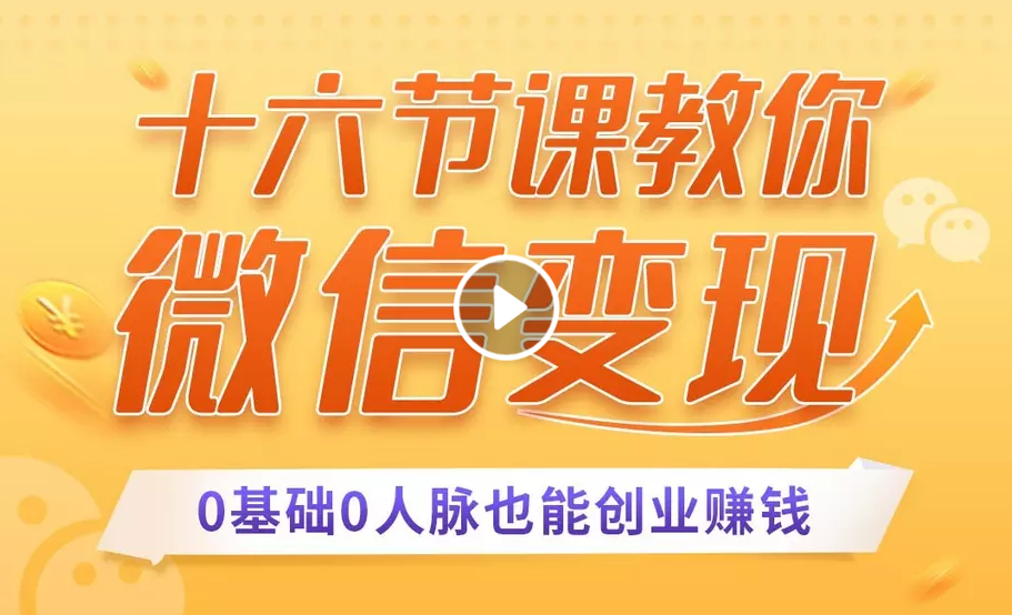 十六节课教你零基础微信变现，用单品打爆市场，每月收入超过10万+-小齐资源库