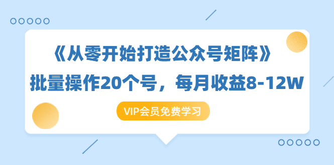 《从零开始打造公众号矩阵》批量操作20个号，每月收益大概8-12W（44节课）-小齐资源库
