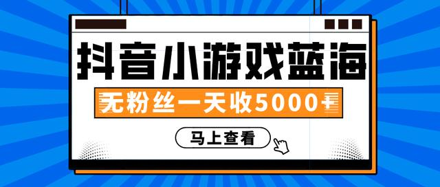 赚钱计划：抖音小游戏蓝海项目，无粉丝一天收入5000+-小齐资源库