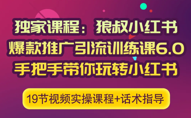 狼叔小红书爆款推广引流训练课6.0，手把手带你玩转小红书-小齐资源库