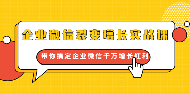企业微信裂变增长实战课：带你搞定企业微信千万增长红利，新流量-新玩法-小齐资源库