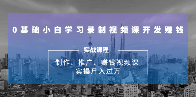 0基础小白学习录制视频课开发赚钱：制作、推广、赚钱视频课 实操月入过万-小齐资源库