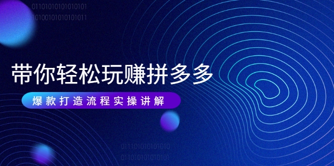 带你轻松玩赚拼多多：花的少 赚的多 爆款更简单 爆款打造流程实操讲解-小齐资源库