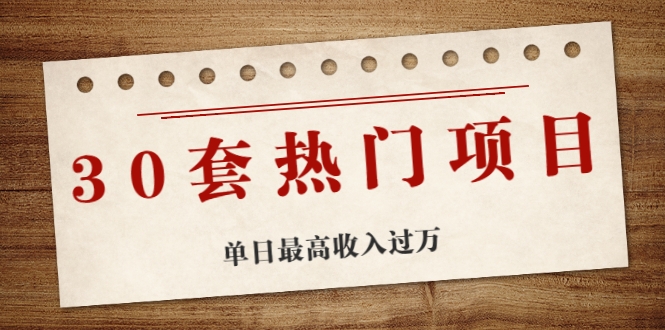 30套热门项目：单日最高收入过万 (网赚项目、朋友圈、涨粉套路、抖音、快手)等-小齐资源库