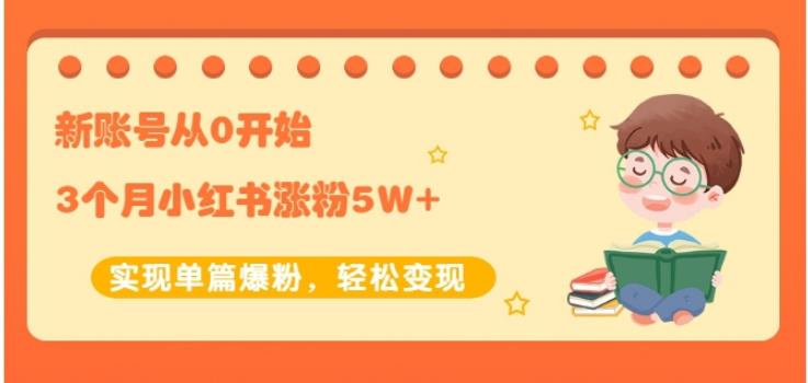 生财小红书涨粉变现：新账号从0开始3个月小红书涨粉5W+实现单篇爆粉-小齐资源库