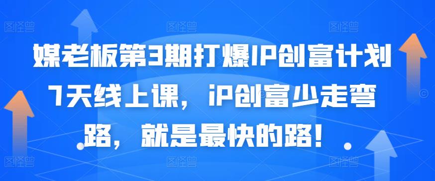 媒老板第3期打爆IP创富计划7天线上课，iP创富少走弯路，就是最快的路！-小齐资源库