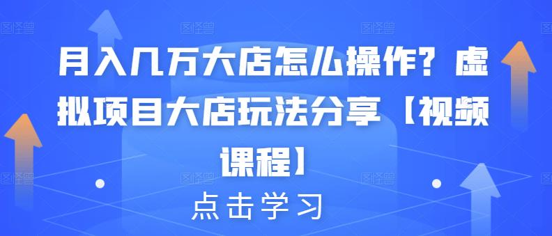 月入几万大店怎么操作？虚拟项目大店玩法分享【视频课程】-小齐资源库