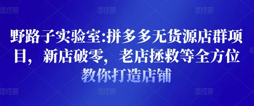 野路子实验室:拼多多无货源店群项目，新店破零，老店拯救等全方位教你打造店铺-小齐资源库