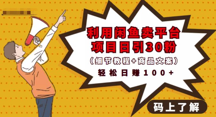 利用闲鱼卖平台项目课程资源日引流30+精准粉丝，轻松日赚100+，积累人脉可实现二次变-小齐资源库
