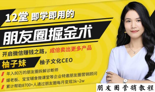 【营销必学】12堂学之即用的朋友圈掘金术：开启你的副业赚钱之路-小齐资源库