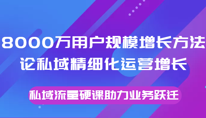 8000万用户规模增长方法论私域精细化运营增长，私域流量硬课助力业务跃迁-小齐资源库
