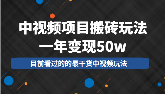 中视频项目搬砖玩法，一年变现50w，目前看过的的最干货中视频玩法-小齐资源库