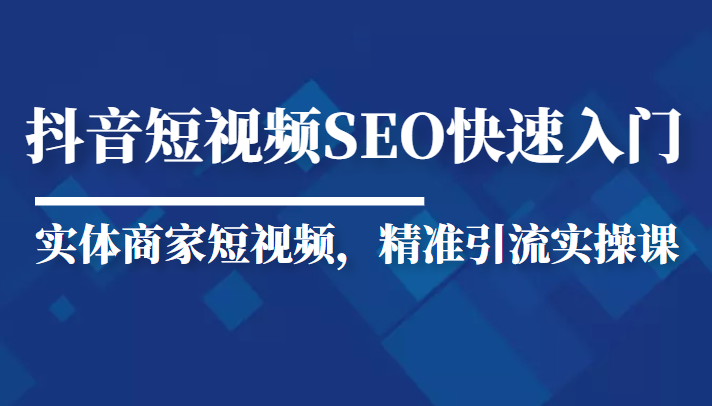 抖音短视频Seo搜索排名优化新手快速入门教程，实体商家短视频，精准引流实操课-小齐资源库