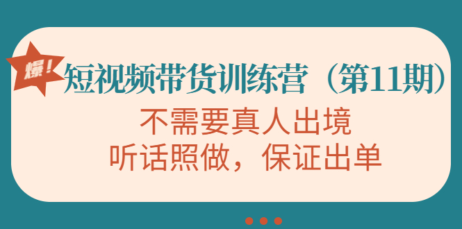 视频带货训练营，不需要真人出境，听话照做，保证出单（第11期）-小齐资源库