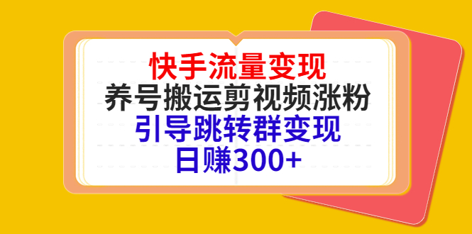 快手流量变现，养号搬运剪视频涨粉，引导跳转群变现日赚300+-小齐资源库