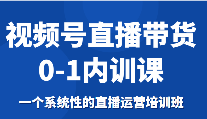 视频号直播带货0-1内训课，一个系统性的直播运营培训班-小齐资源库