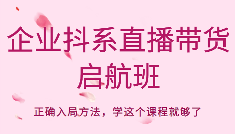企业抖系直播带货启航班，正确入局方法，学这个课程就够了-小齐资源库