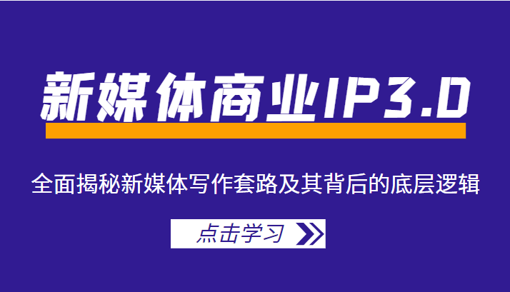 新媒体商业IP3.0，全面揭秘新媒体写作套路及其背后的底层逻辑（价值1299元）-小齐资源库