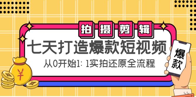 七天打造爆款短视频：拍摄+剪辑实操，从0开始1:1实拍还原实操全流程-小齐资源库
