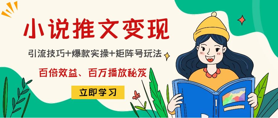 小说推文训练营：引流技巧+爆款实操+矩阵号玩法，百倍效益、百万播放秘笈-小齐资源库