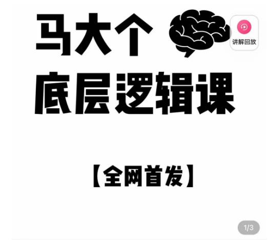 马大个·底层逻辑课，51节底层逻辑智慧课-价值1980元-小齐资源库