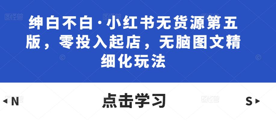 绅白不白·小红书无货源第五版，零投入起店，无脑图文精细化玩法-小齐资源库
