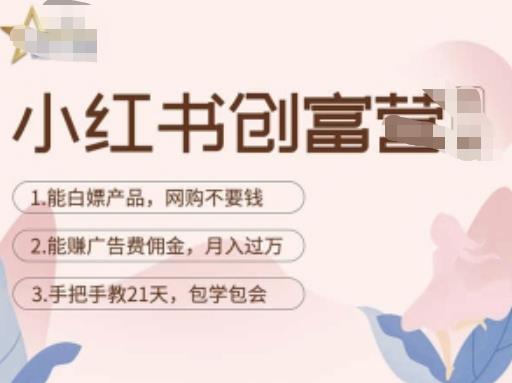 小红书创富营-教小红书带货，陪跑21天，教你赚广告费佣金，月入过万-小齐资源库