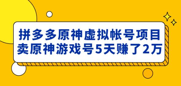 外面卖2980的拼多多原神虚拟帐号项目：卖原神游戏号5天赚了2万-小齐资源库