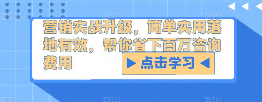 营销实战升级，简单实用落地有效，帮你省下百万咨询费用-小齐资源库