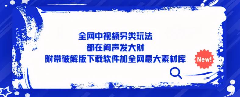 全网中视频另类玩法，都在闷声发大财，附带破解版下载软件加全网最大素材库-小齐资源库