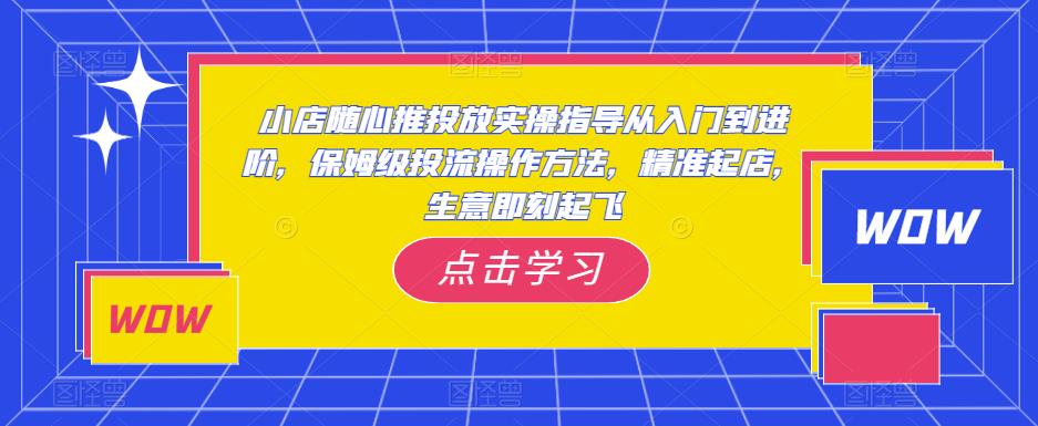 小店随心推投放实操指导从入门到进阶，保姆级投流操作方法，精准起店，生意即刻起飞-小齐资源库