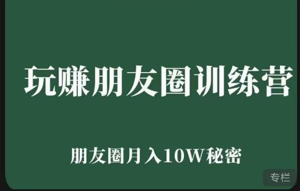 玩赚朋友圈系统课，朋友圈月入10W的秘密，​7天系统图文课程-小齐资源库