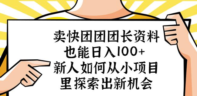 卖快团团团长资料也能日入100+新人如何从小项目里探索出新机会-小齐资源库