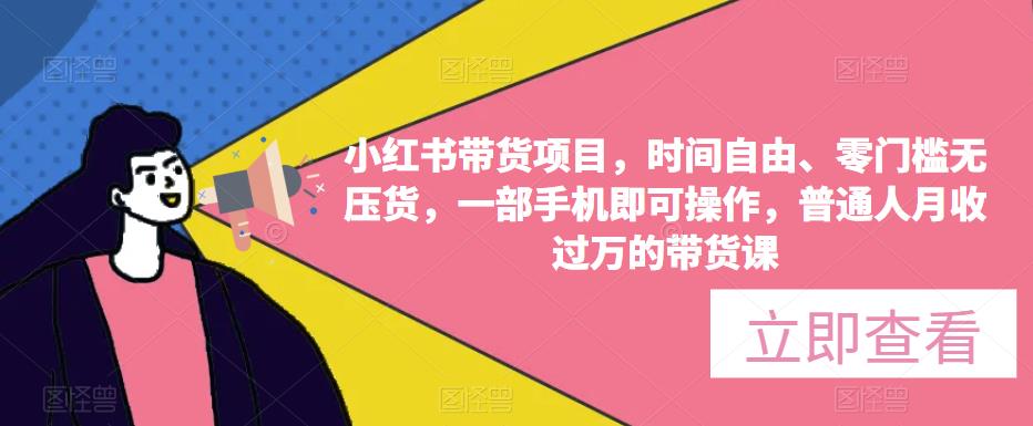 小红书带货项目，时间自由、零门槛无压货，一部手机即可操作，普通人月收过万的带货课-小齐资源库