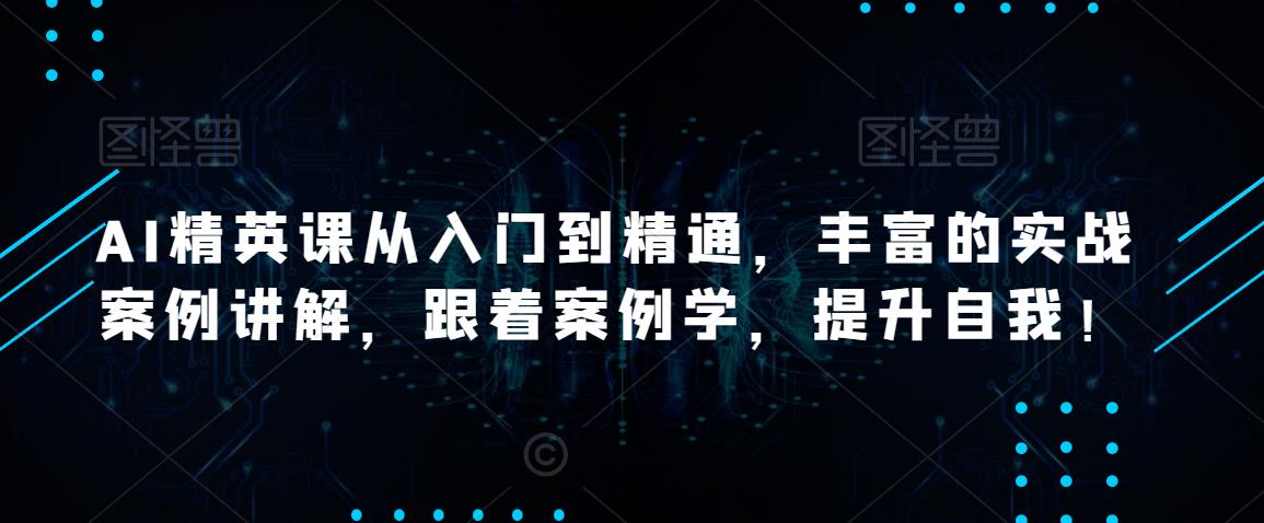 AI精英课从入门到精通，丰富的实战案例讲解，跟着案例学，提升自我！-小齐资源库