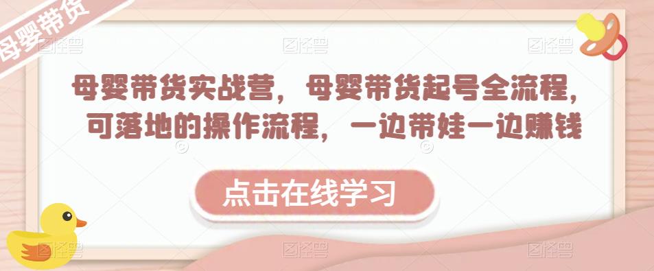母婴带货实战营，母婴带货起号全流程，可落地的操作流程，一边带娃一边赚钱（附素材）-小齐资源库
