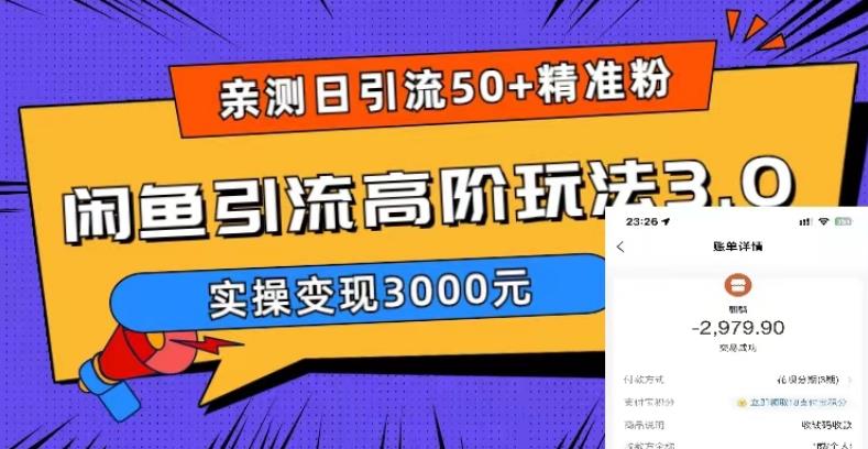 亲测日引50+精准粉，闲鱼引流高阶玩法3.0，实操变现3000元【揭秘】-小齐资源库