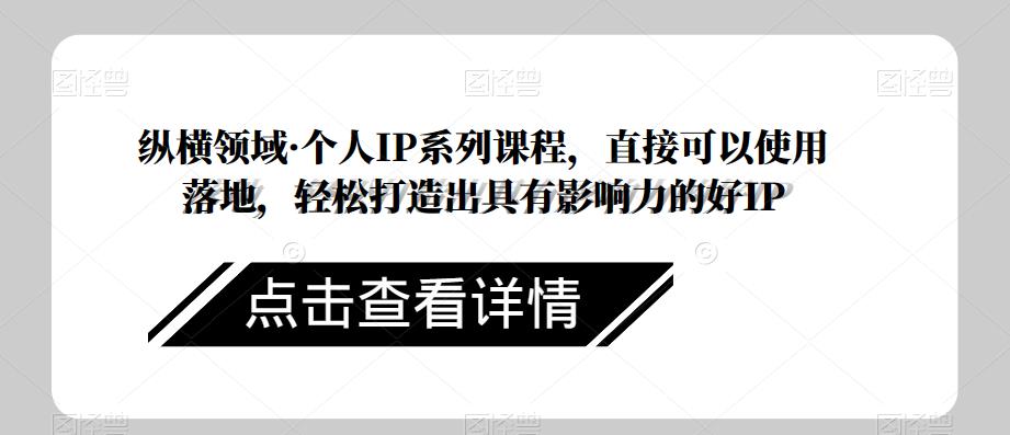 纵横领域·个人IP系列课程，直接可以使用落地，轻松打造出具有影响力的好IP-小齐资源库
