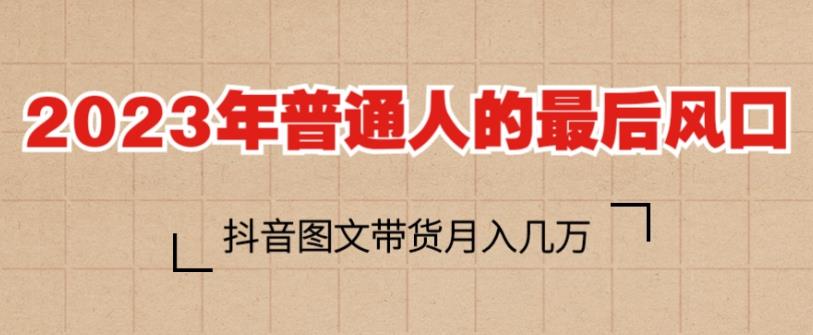 2023年普通人的最后风口，抖音图文带货月入几万，只需一部手机即可操作-小齐资源库