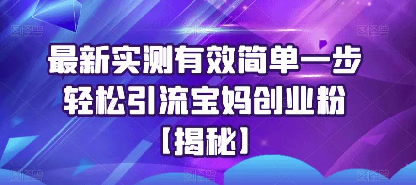 最新实测有效简单一步轻松引流宝妈创业粉【揭秘】-小齐资源库