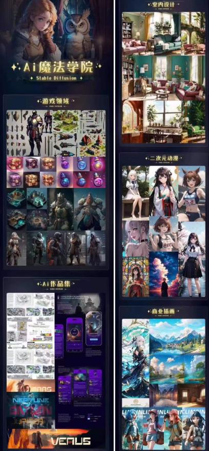 Ai魔法绘画 Stable Diffusion专业课高效辅助Ui/运营作品集0到精通系统课-小齐资源库