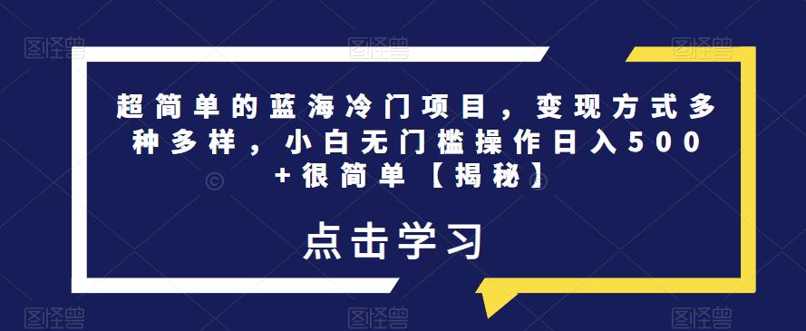 超简单的蓝海冷门项目，变现方式多种多样，小白无门槛操作日入500+很简单【揭秘】-小齐资源库