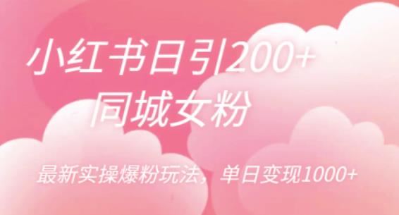 小红书日引200+同城女粉，最新实操爆粉玩法，单日变现1000+【揭秘】-小齐资源库