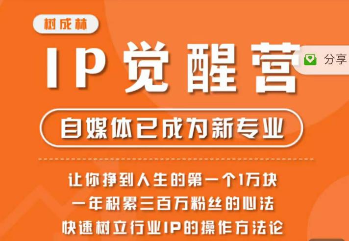 树成林·IP觉醒营，快速树立行业IP的操作方法论，让你赚到人生的第一个1万块-小齐资源库