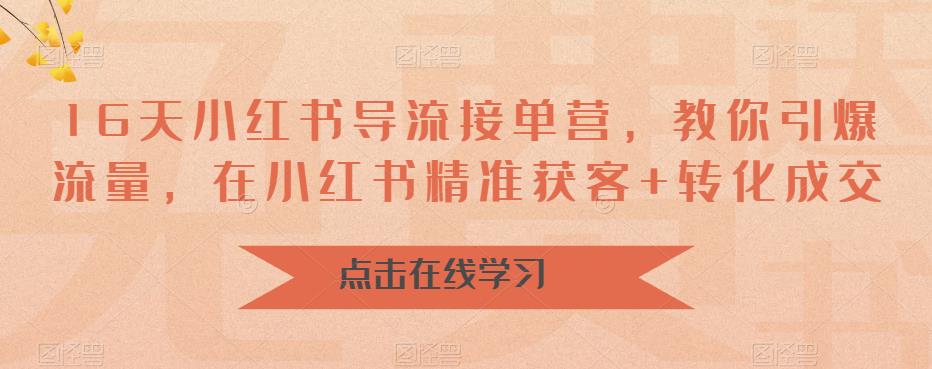 16天小红书导流接单营，教你引爆流量，在小红书精准获客+转化成交-小齐资源库