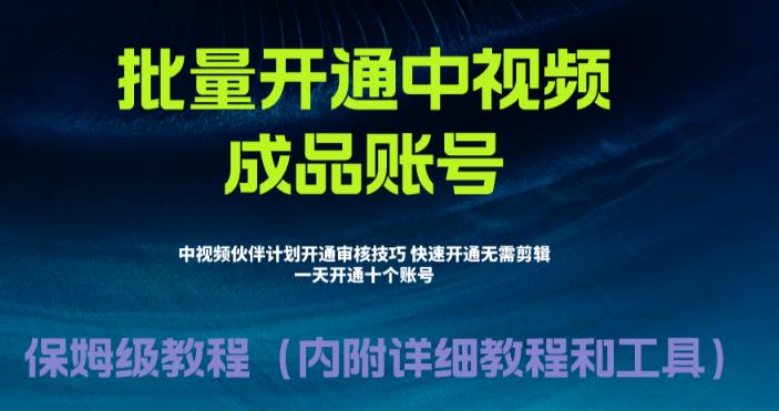 外面收费1980的暴力开通中视频计划教程，内附详细的快速通过中视频伙伴计划的办法-小齐资源库