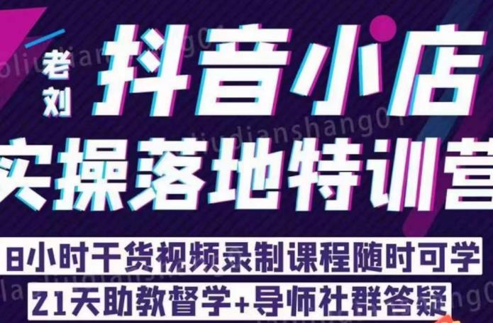 老刘·抖店商品卡流量，​抖音小店实操落地特训营，8小时干货视频录制课程随时可学-小齐资源库