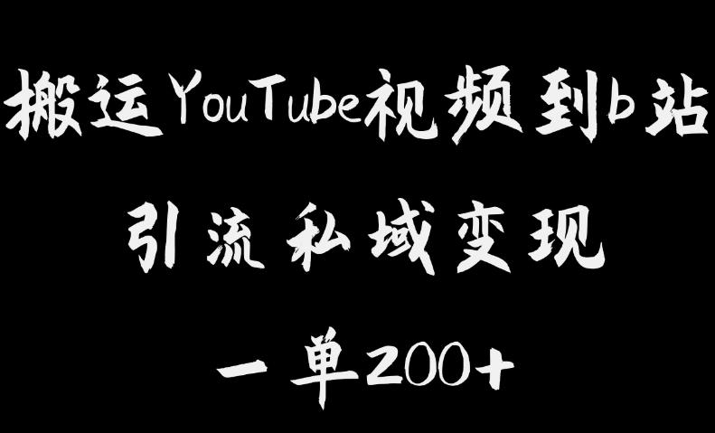 搬运YouTube视频到b站，引流私域一单利润200+，几乎0成本！【揭秘】-小齐资源库