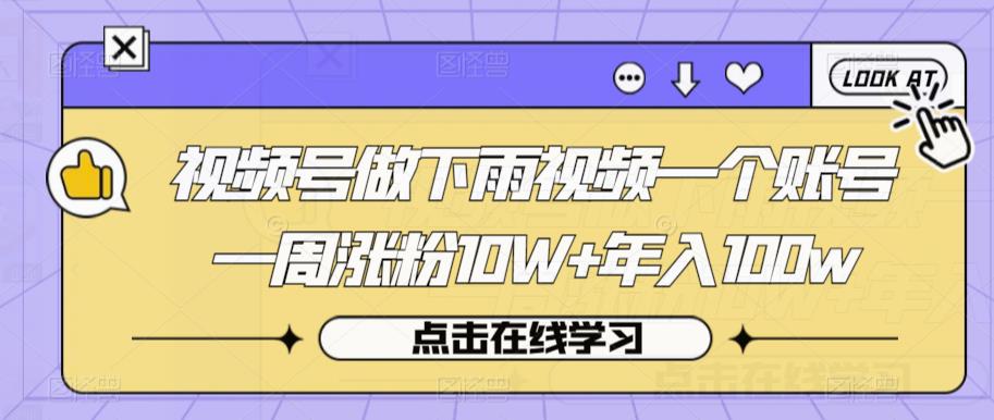 视频号做下雨视频一个账号一周涨粉10W+年入100w【揭秘】-小齐资源库
