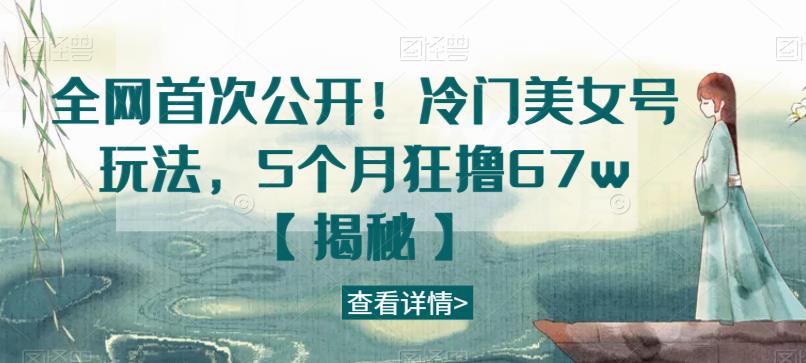 全网首次公开！冷门美女号玩法，5个月狂撸67w【揭秘】-小齐资源库